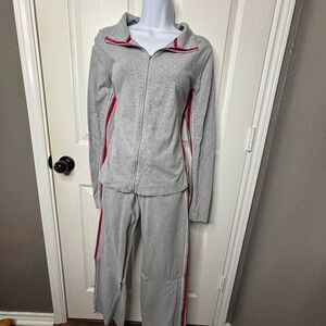 BCG Large Throwback Gray Zip Up Track Jacket & Pants Set Y2K 90s Tracksuit